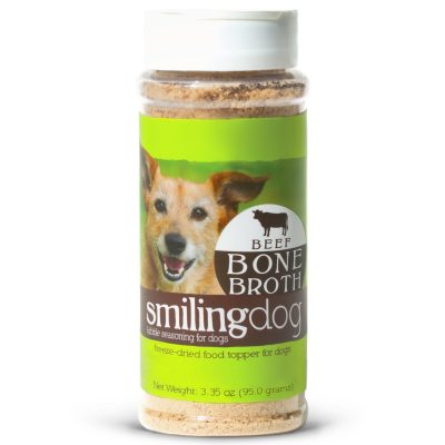 Herbsmith Smiling Dog Kibble Seasoning Beef Bone Broth Dog Food Topper, 3.35-oz jar