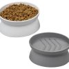 Kitty City Slow-Feed Elevated Cat Bowls, White & Grey, 10-oz, 2 count - image 1
