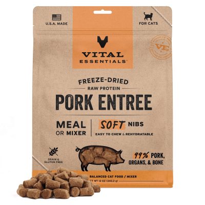 Vital Essentials Soft Nibs Raw Pork Entree Freeze-Dried Cat Food, 12-oz bag
