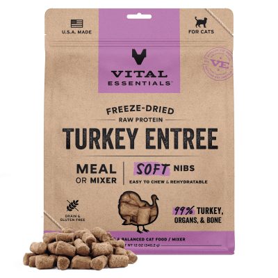 Vital Essentials Soft Nibs Raw Turkey Entree Freeze-Dried Cat Food, 12-oz bag