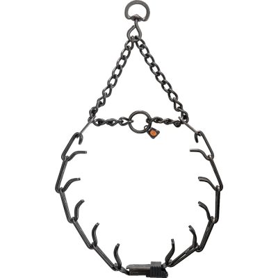 Herm Sprenger Stainless Steel Ultra-Plus ClicLock Prong Dog Training Collar, Black, 18-in neck, 3.2-mm wide