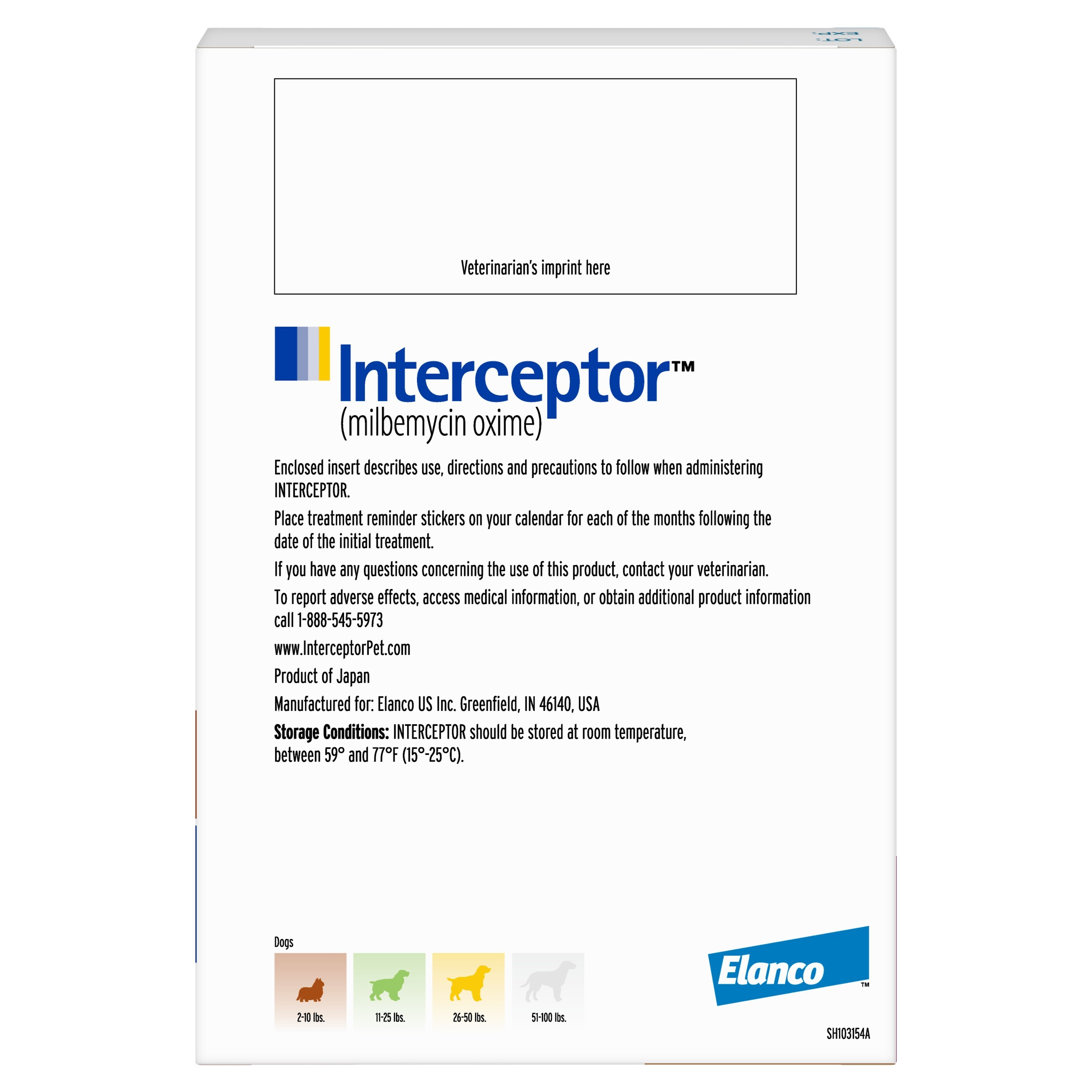 Interceptor Flavored Tablet for Dogs, 2-10 lbs, (Brown Box), 6 Flavored Tablets (6-mos. supply)