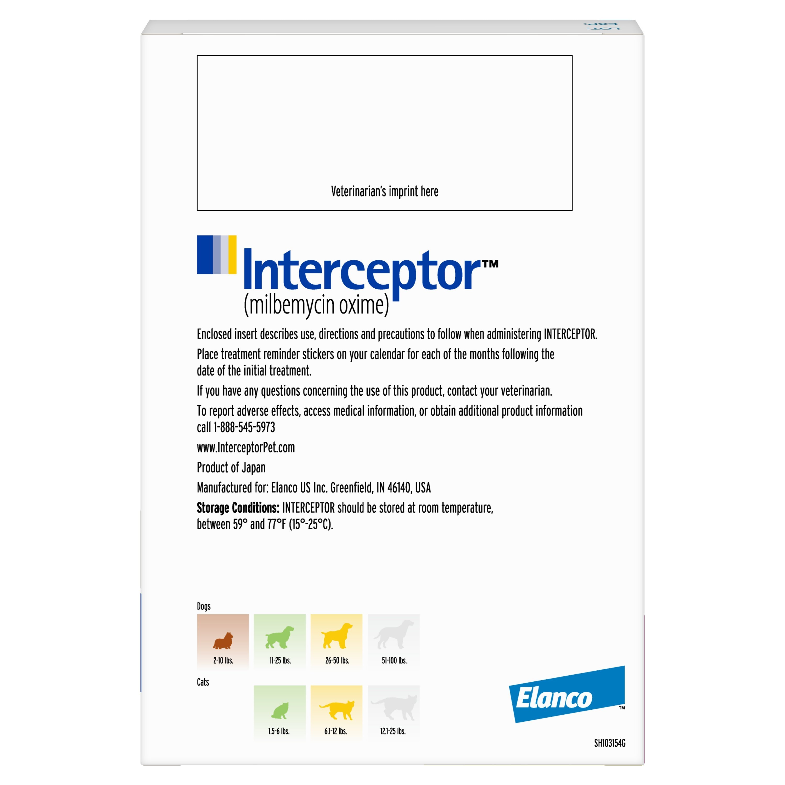 Interceptor Flavored Tablet for Dogs, 51-100 lbs, & Cats, 12.1-25 lbs, (White Box), 6 Flavored Tablets (6-mos. supply)
