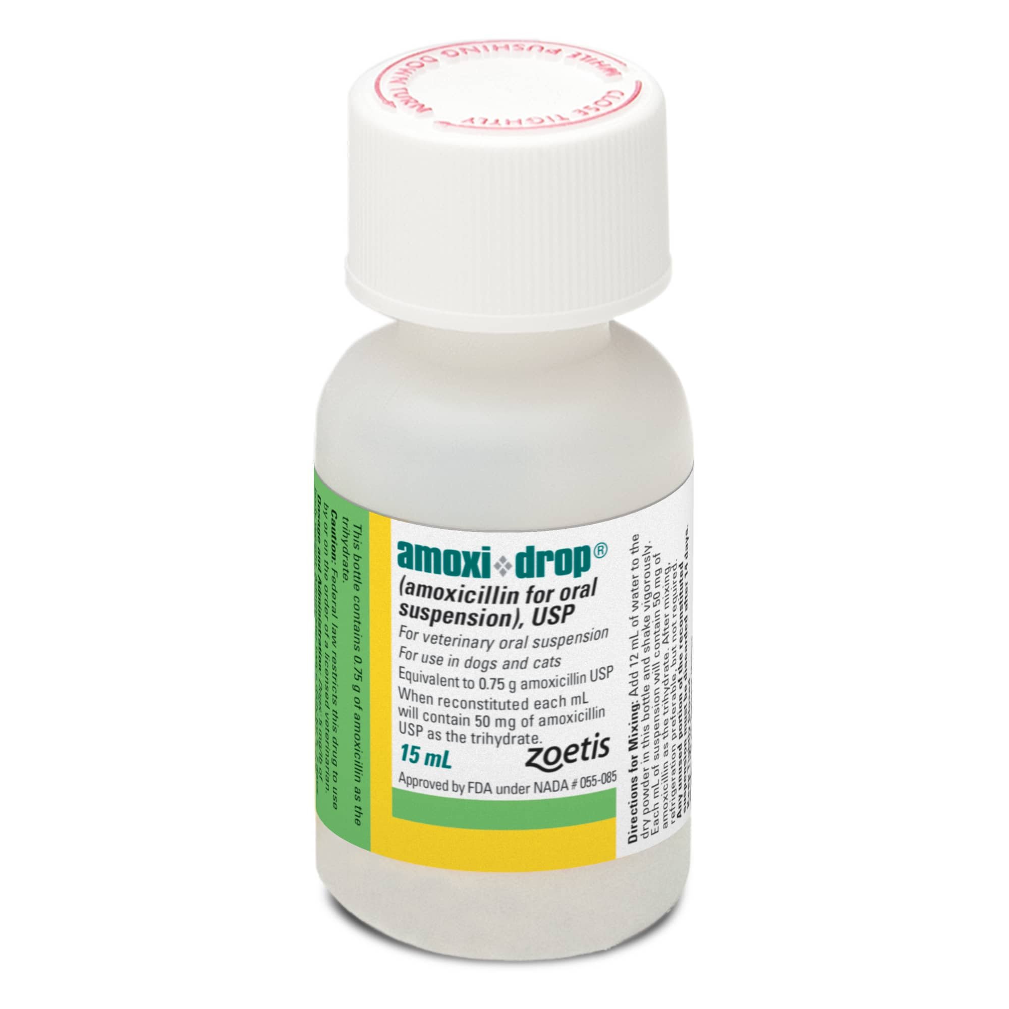 Amoxi-Drop (Amoxicillin) Powder for Oral Suspension for Dogs & Cats, 50-mg/mL, 15-mL