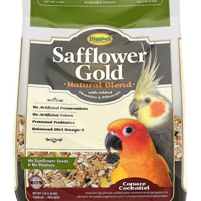 Higgins Safflower Gold Natural Mix Conure & Cockatiel Food, 3-lb bag