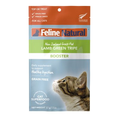 Feline Natural Booster Lamb Green Tripe Freeze-Dried Cat Food Topper, 2-oz bag
