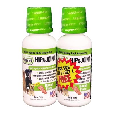 Liquid-Vet Hip & Joint Support Bacon Flavor Liquid Joint Supplement for Dogs, 8-fl oz bottle, 2-pack trial