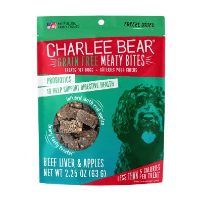Charlee Bear Meaty Bites Beef Liver & Apples Grain-Free Freeze-Dried Dog Treats, 2.25-oz bag