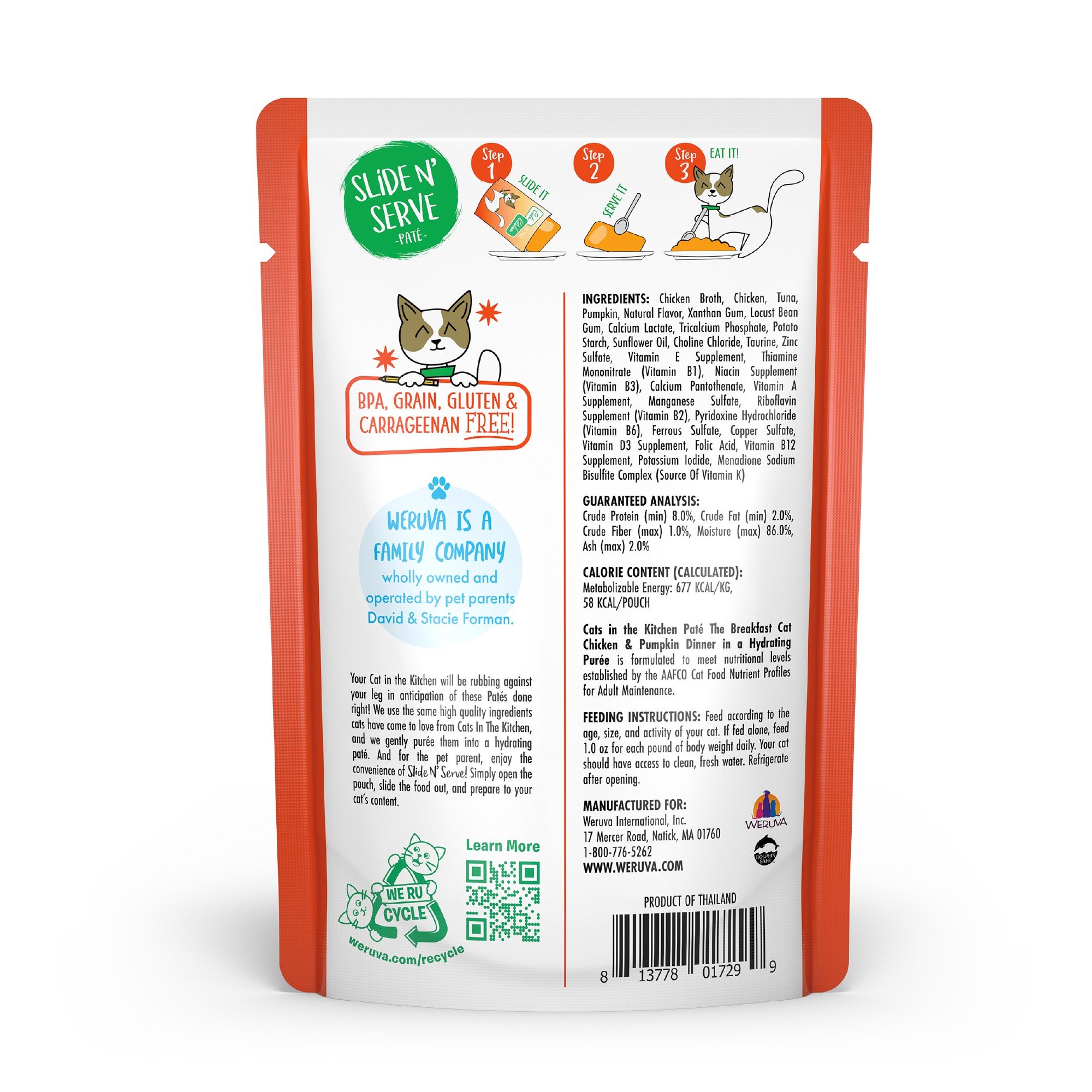 Weruva Cats in the Kitchen The Breakfast Cat with Chicken & Pumpkin Grain-Free Cat Food Pouches, 3-oz pouch, case of 12 - image 3