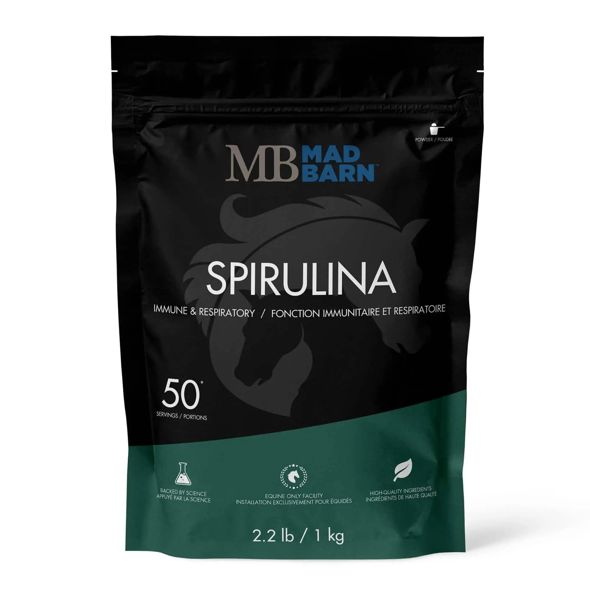 Mad Barn Spirulina Immune & Respiratory Support Horse Powder Supplement, 2.2-lb bag