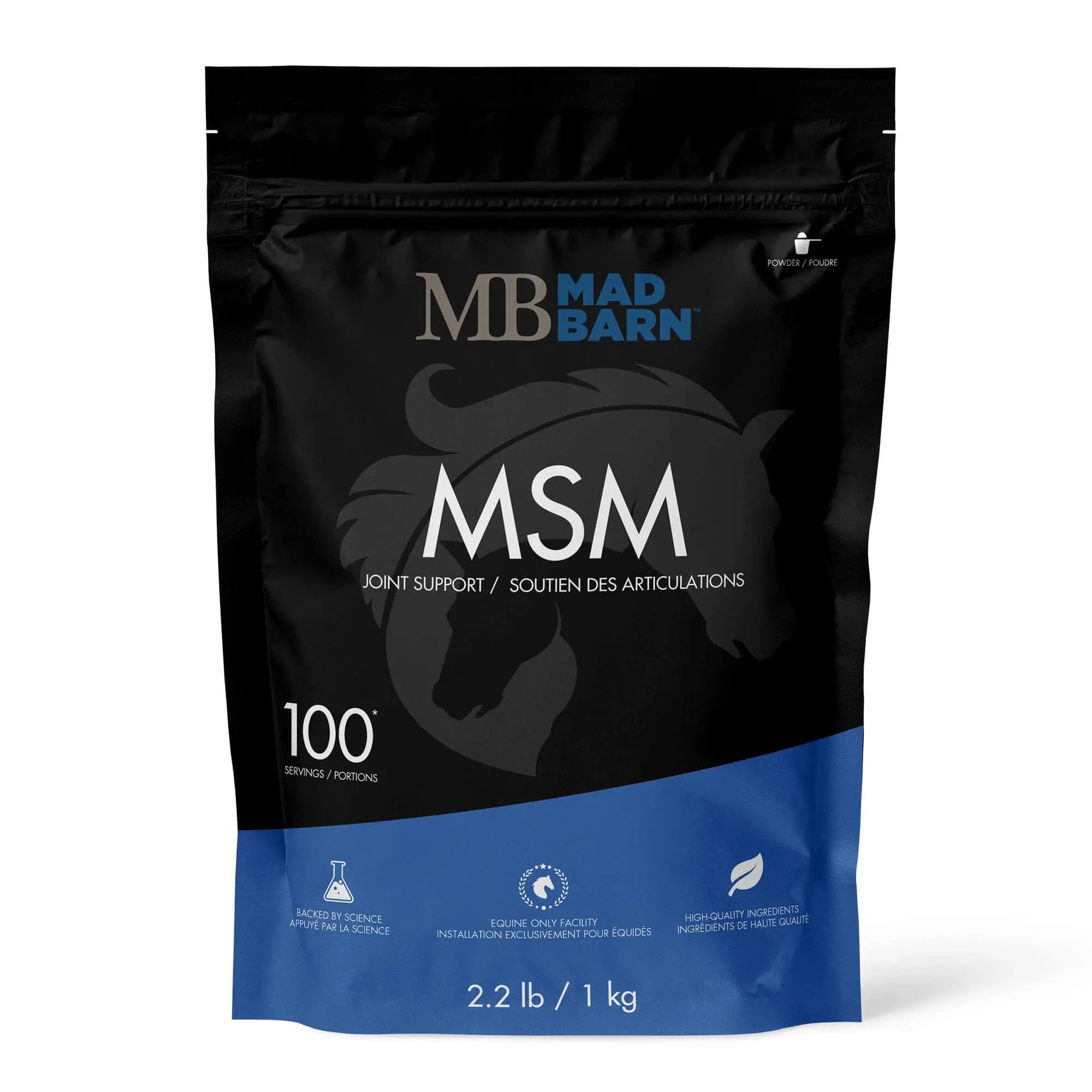 Mad Barn MSM Joint Health & Senior Support Horse Powder Supplement, 2.2-lb bag