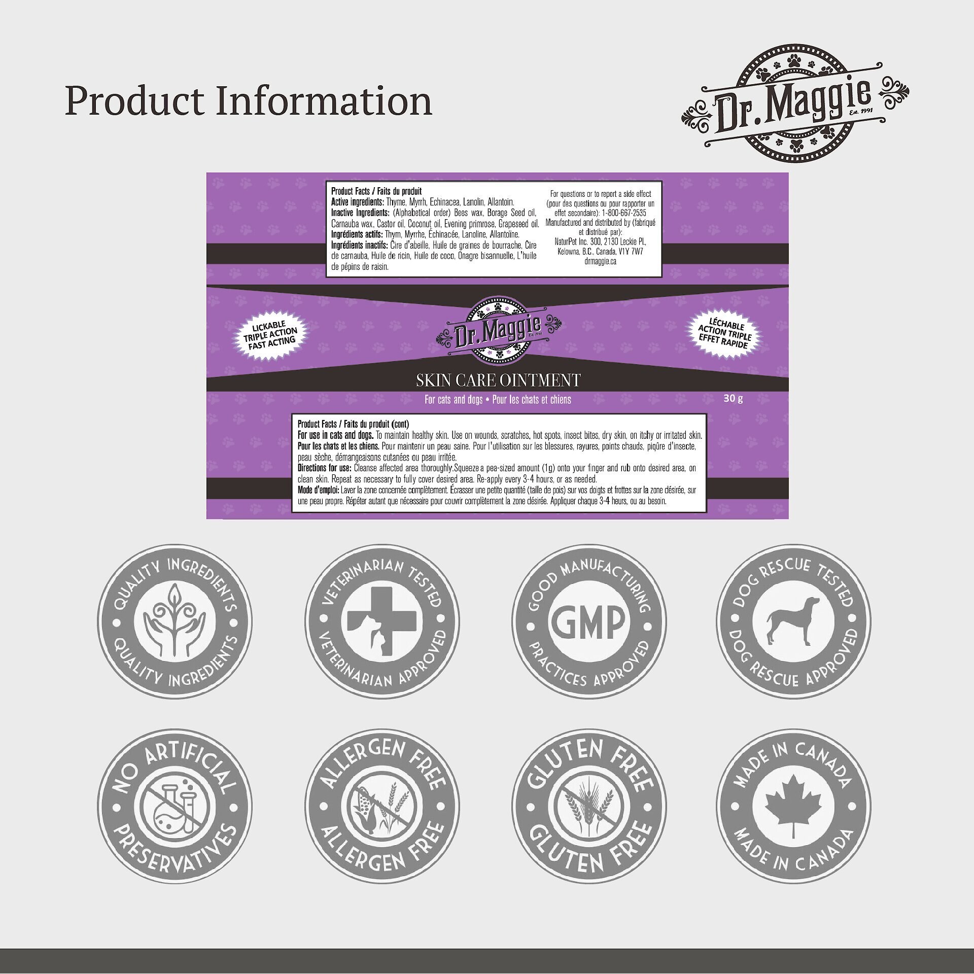 Dr. Maggie Skin Care Ointment Wound Healing Hot Spot & First Aid Ointment for Cats & Dogs, 30-g tube - image 4