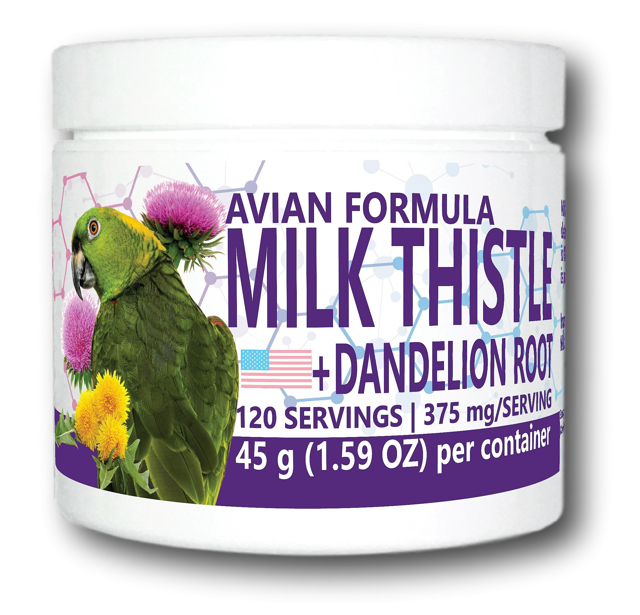 Equa Holistics Avian Formula Milk Thistle & Dandelion Root Bird Supplement, 1.59-oz tub