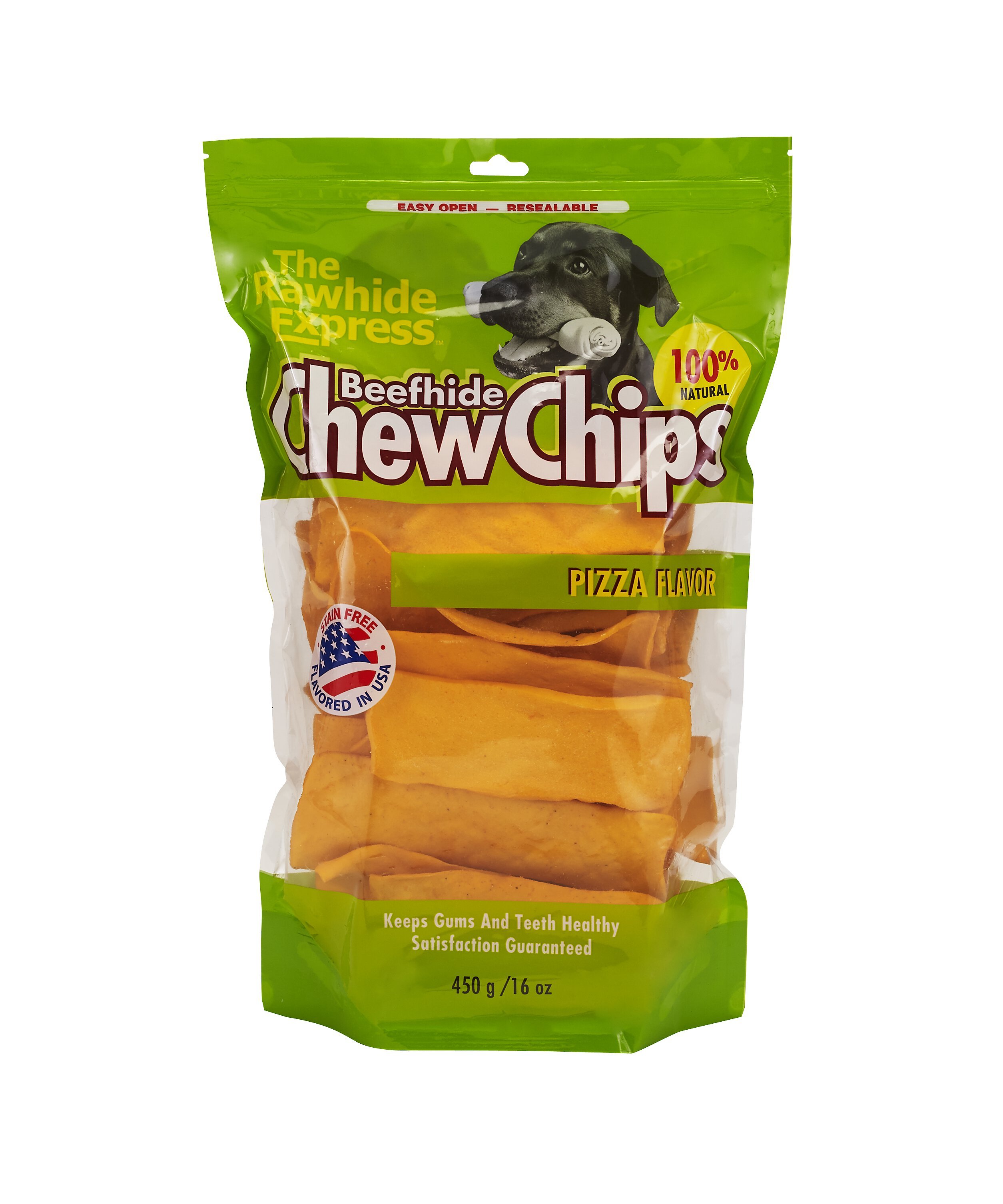 The Rawhide Express Beefhide Chew Chips Pizza Flavor Dog Treats, 16-oz bag