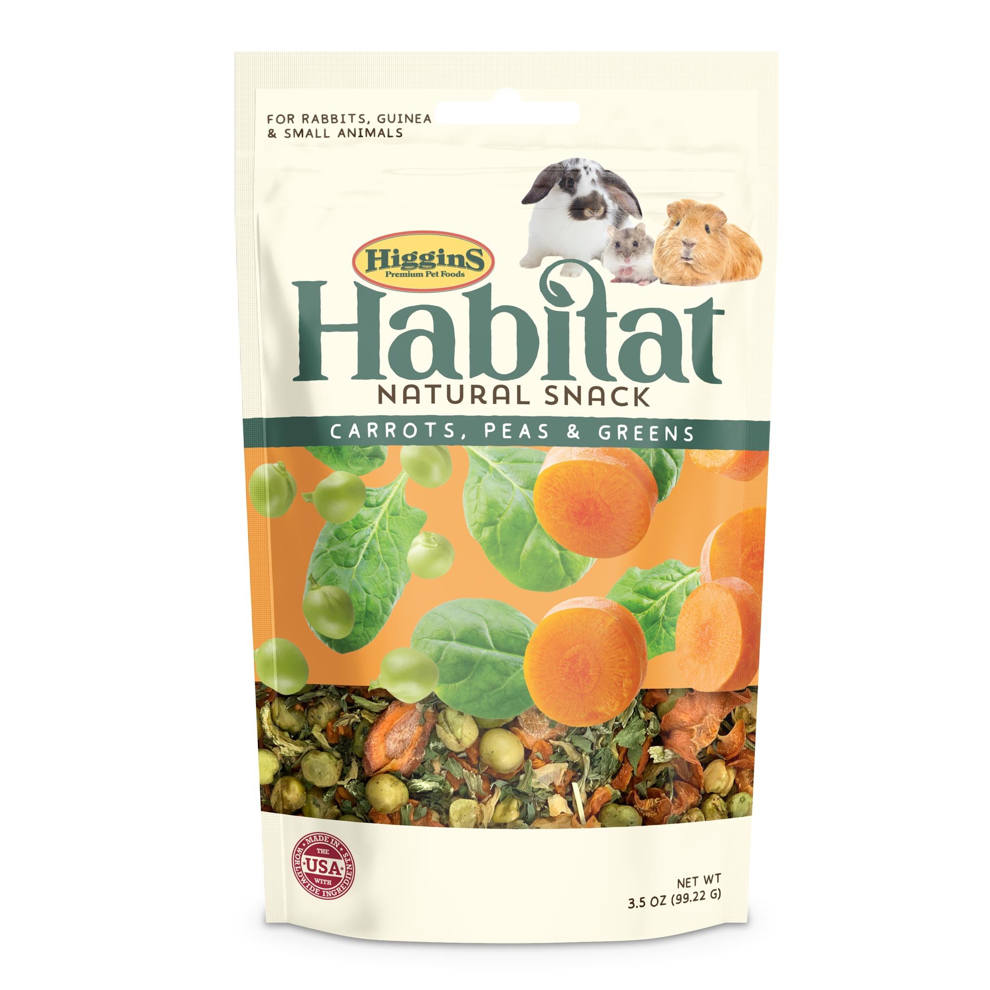 Higgins Habitat Natural Snack Carrots, Peas & Greens Small Animal Treats, 3.5-oz bag