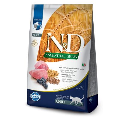 Farmina N&D Ancestral Lamb & Blueberry Low-Grain Dry Cat Food, 11-lb bag