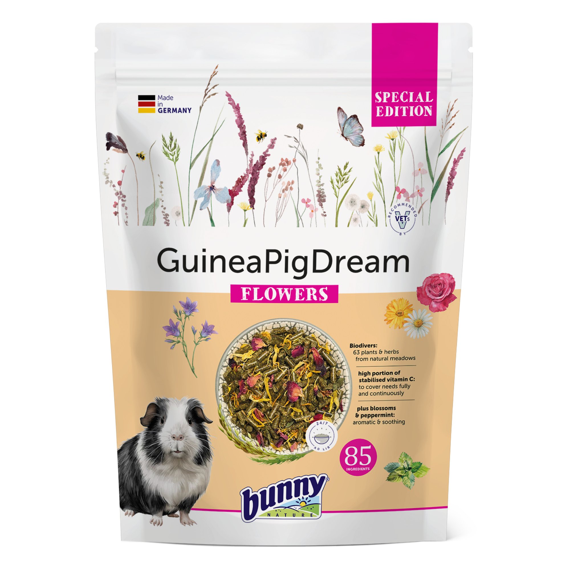 Bunny Nature GuineaPigDream Special Edition Flowers Super Premium Guinea Pig Food, 3.3-lb bag