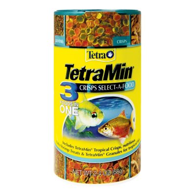 Tetra TetraMin 3-in-1 Crisps Select-A-Food Variety Pack Flakes Fish Food, 2.4-oz bottle