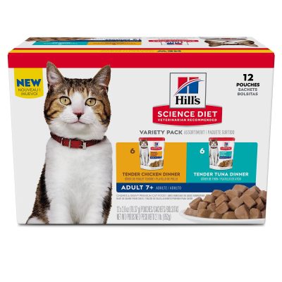 Hill's Science Diet Senior Adult 7+ Tender Dinner Variety Pack Cat Food, 2.8-oz pouch, case of 12