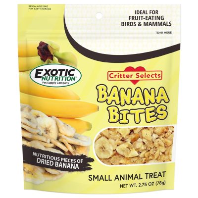 Exotic Nutrition Critter Selects Banana Bites Bird & Small Animal Treats, 2.75-oz bag