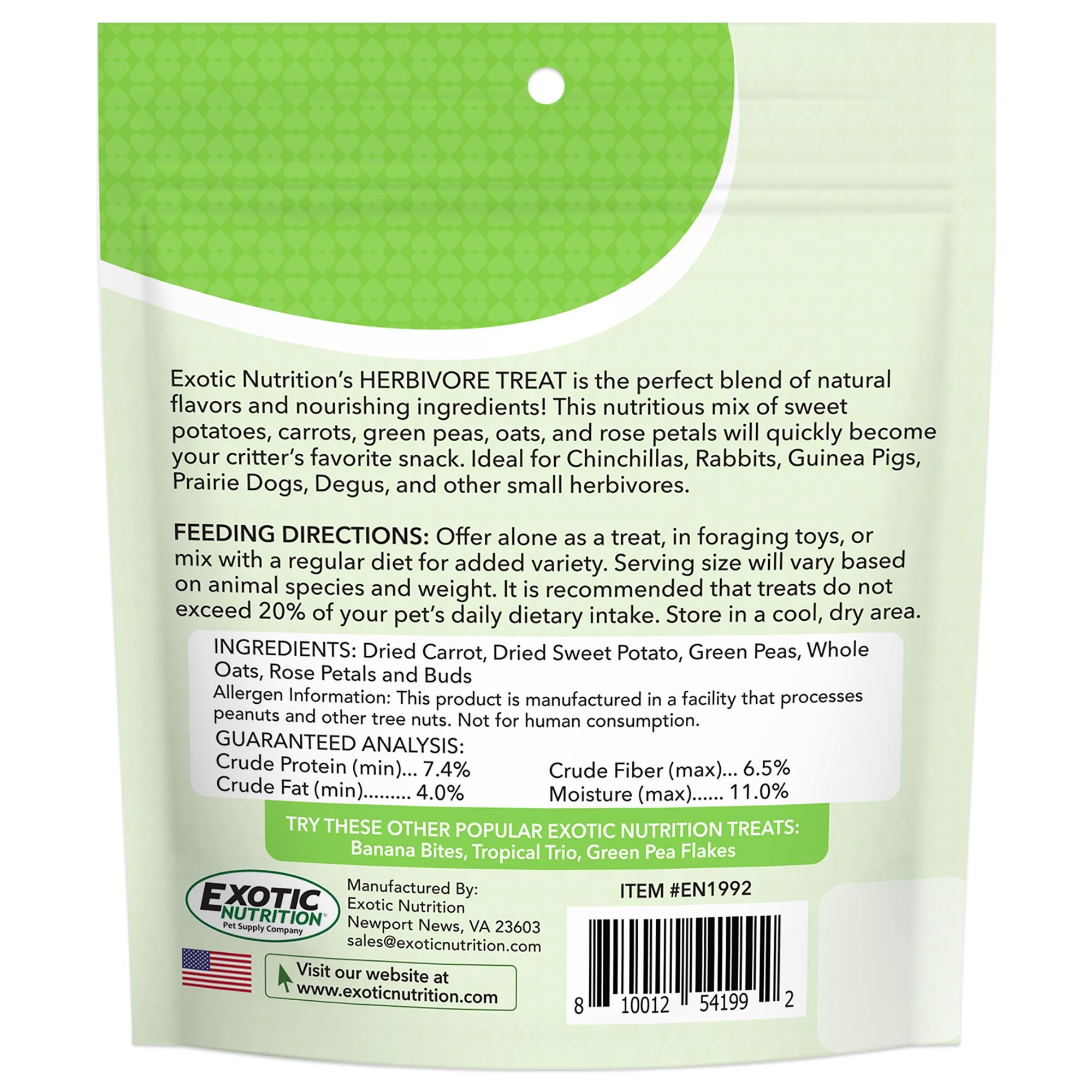 Exotic Nutrition Critter Selects Herbivore Small Animal Treats, 3-oz bag