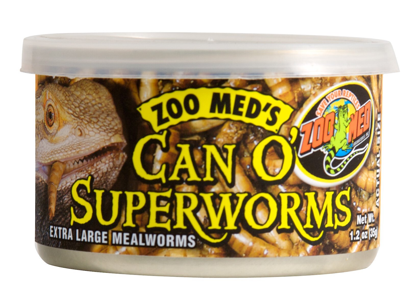 Zoo Med Can O' Superworms Extra Large Mealworms Reptile Food, 1.2-oz can