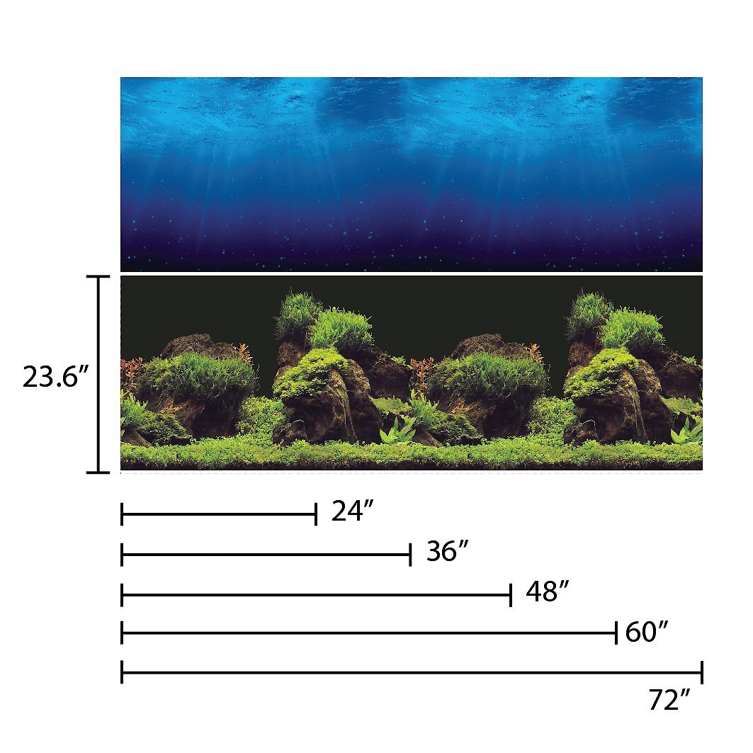 Vepotek Double-Sided Fish Aquarium Background, Deep Sea & Water Plants, Large