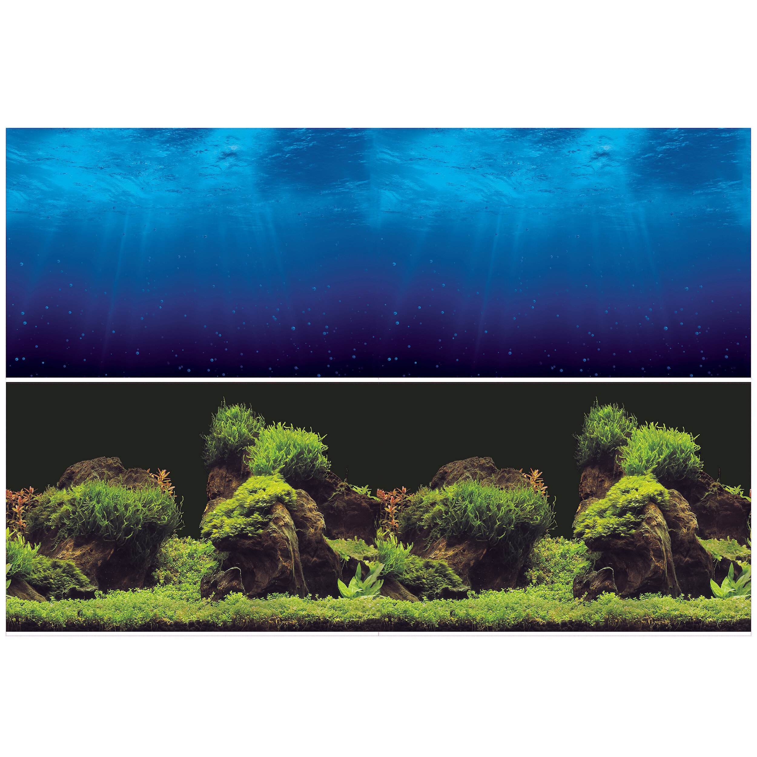 Vepotek Double-Sided Fish Aquarium Background, Deep Sea & Water Plants, Large