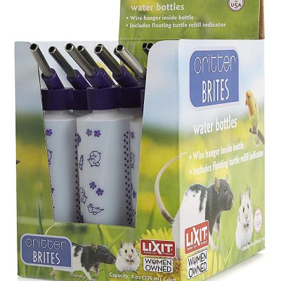 Lixit Critter Brite Small Animal Cage Water Bottle Pack, 8-oz, 12 count