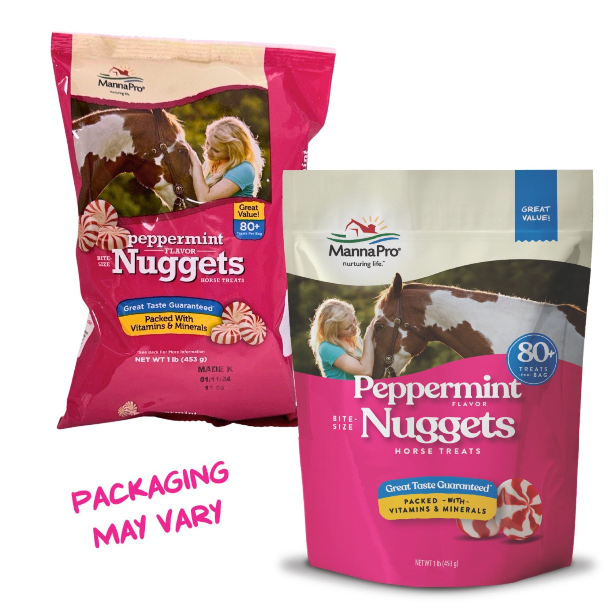 Manna Pro Bite-Size Nuggets Peppermint Flavored Horse Training Treats, 1-lb bag