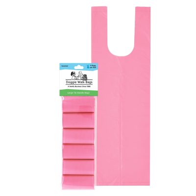 Doggie Walk Bags Citrus Scented Tie Handle Dog Poop Bags, Pink, 72 count