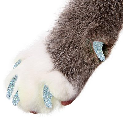 Purrdy Paws Soft Cat Nail Caps, 20 count, Silver Holographic Glitter, Large