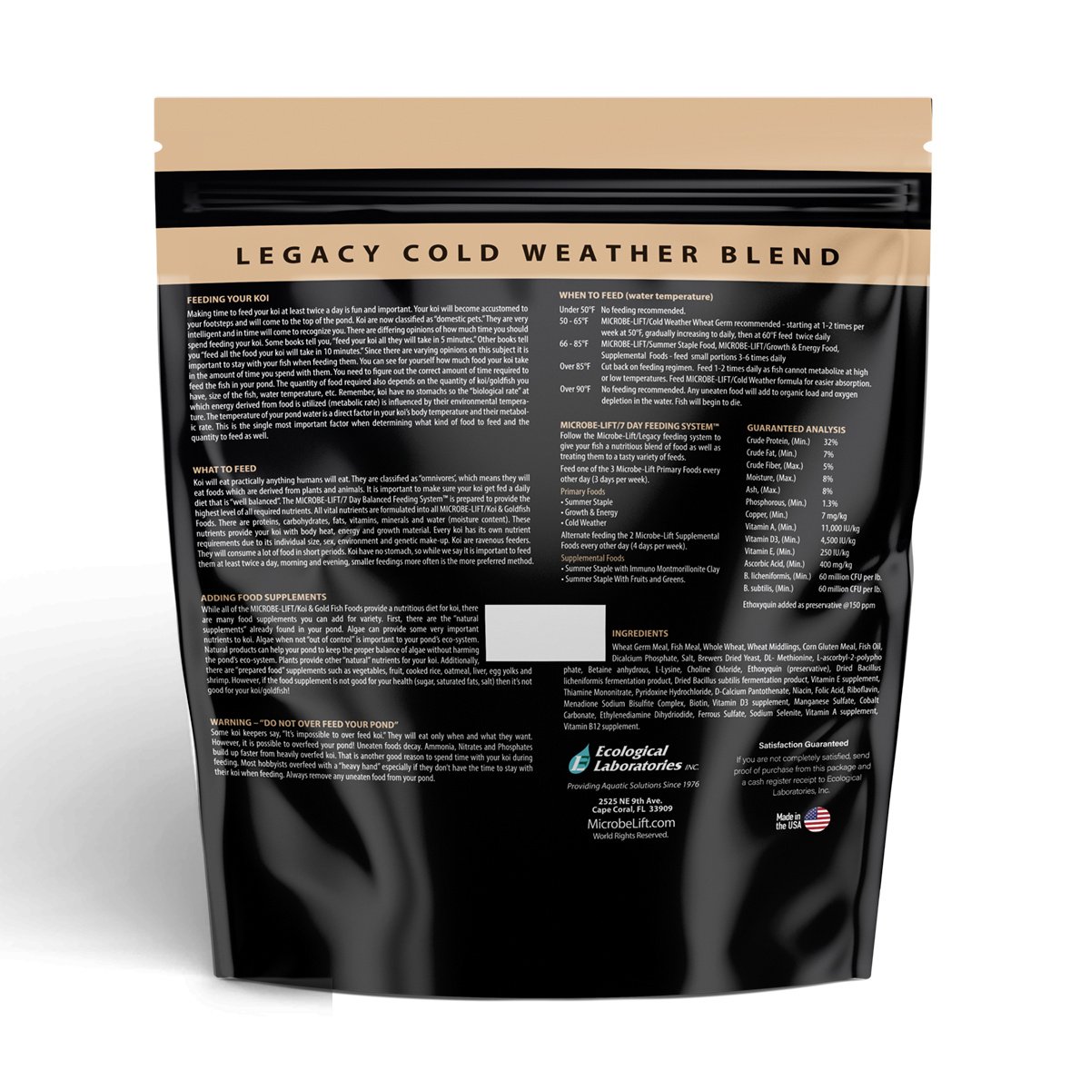 Microbe-Lift Legacy Cold Weather Floating Pellets with Wheat Germ Koi & Goldfish Food, 2.25-lb jar