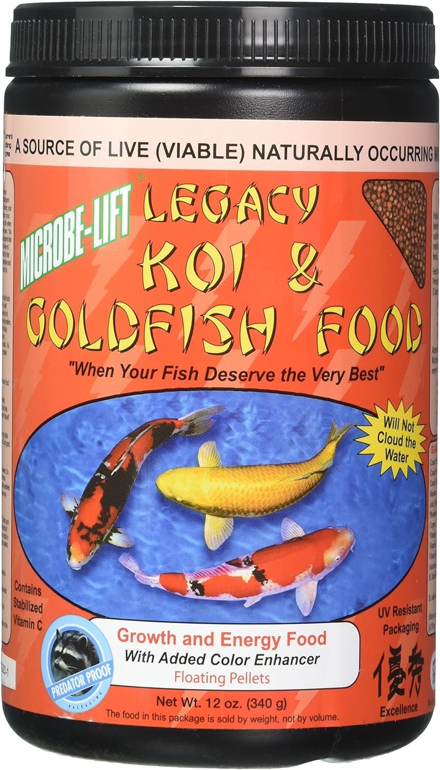 Microbe-Lift Legacy Growth & Energy Floating Pellets with Color Enhancer Koi & Goldfish Food, 12-oz jar