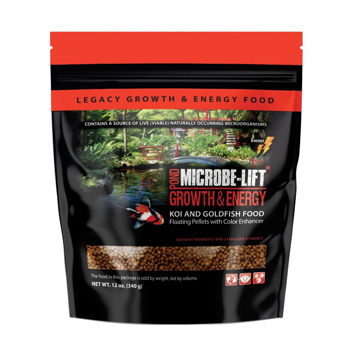 Microbe-Lift Legacy Growth & Energy Floating Pellets with Color Enhancer Koi & Goldfish Food, 12-oz jar