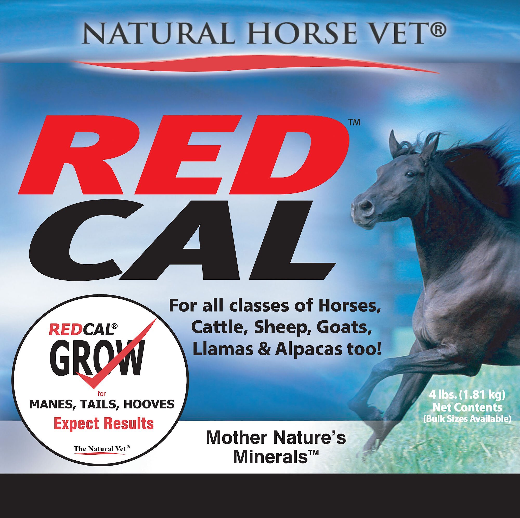 Natural Horse Vet Multi-Species Red Cal Grow Mane & Tail Supplement, 4-lb bag