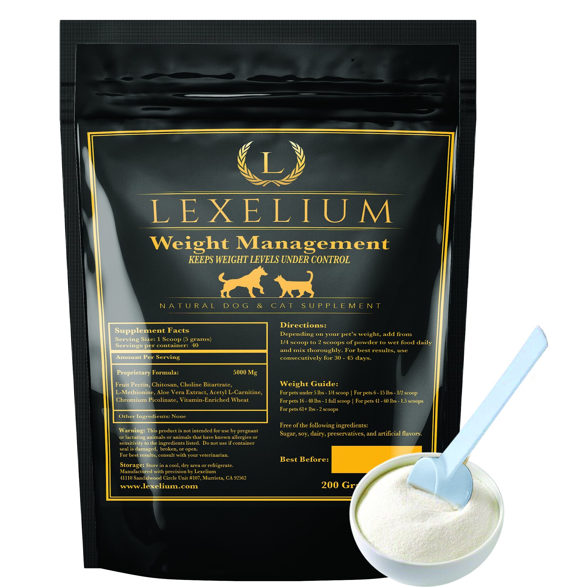 Lexelium Weight Management Dog & Cat Supplement, 7-oz bag
