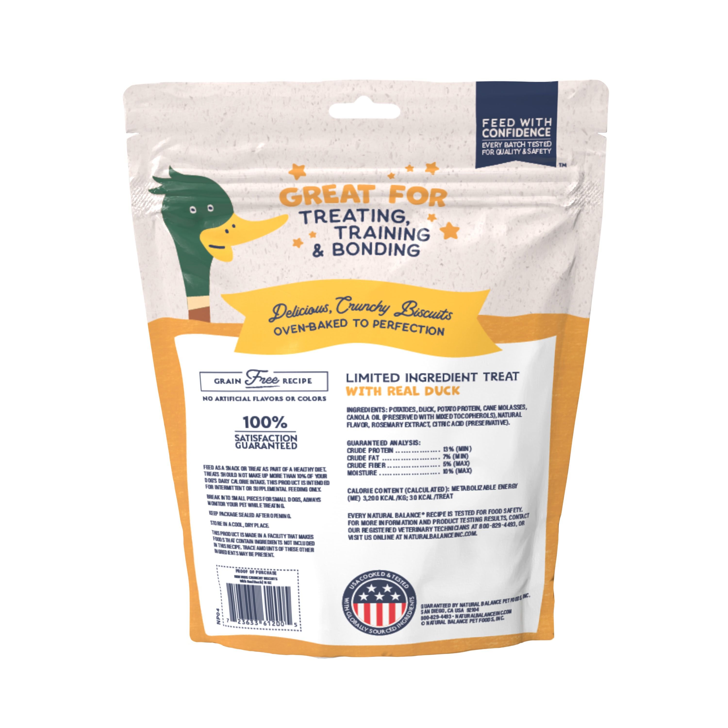 Natural Balance Rewards Small Breed Duck Flavored Crunchy Biscuit Dog Treats, 8-oz bag