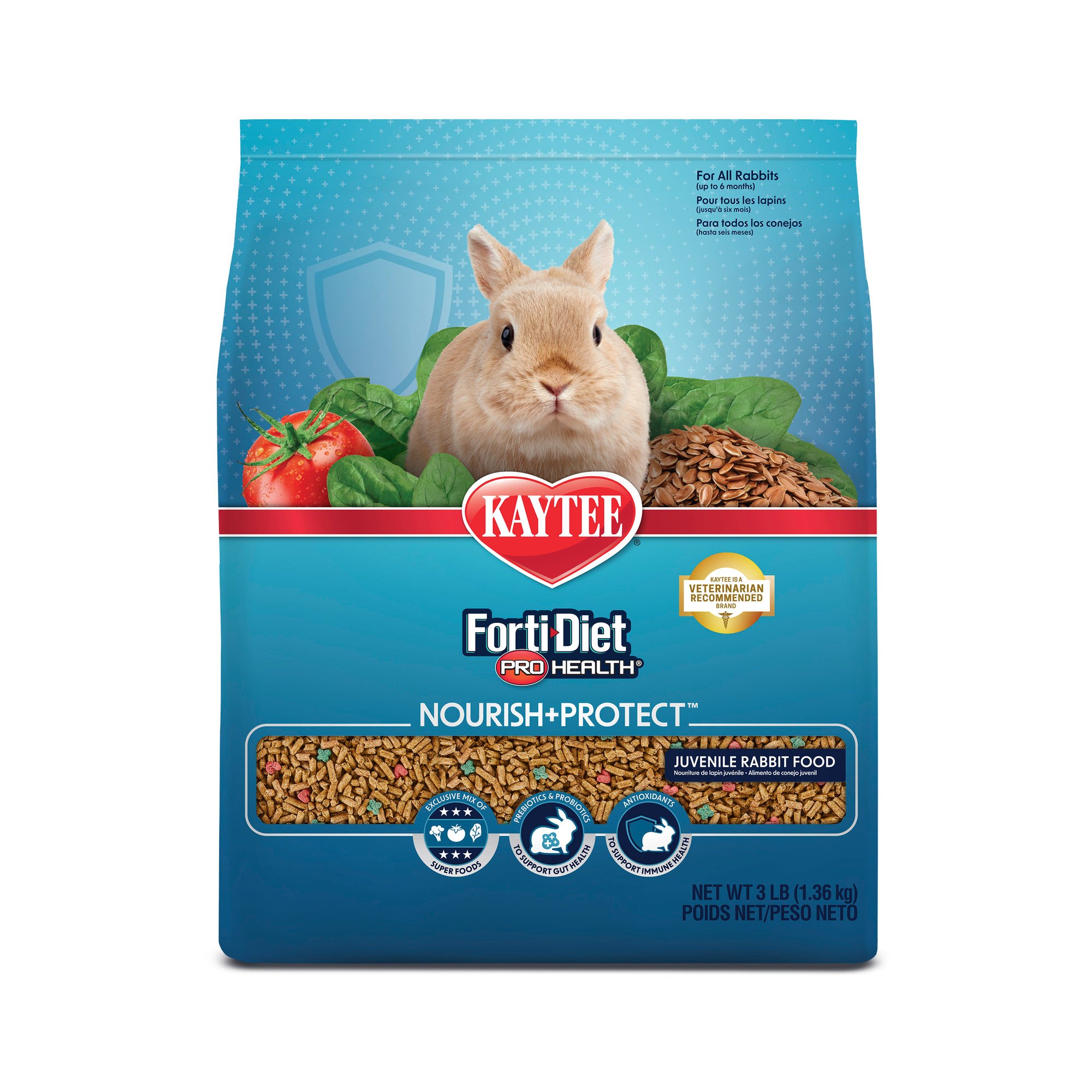 Kaytee Forti-Diet Pro Health Nourish+Protect Juvenile Rabbit Food, 3-lb bag