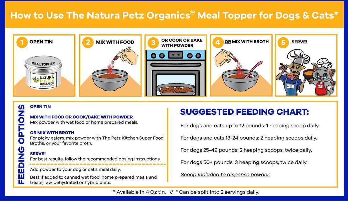 Natura Petz Organics LONG TIME NO SEE MEAL TOPPER* Vision & Ocular Health Support* Cat Supplement, 4-oz jar