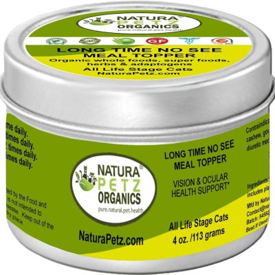 Natura Petz Organics LONG TIME NO SEE MEAL TOPPER* Vision & Ocular Health Support* Cat Supplement, 4-oz jar