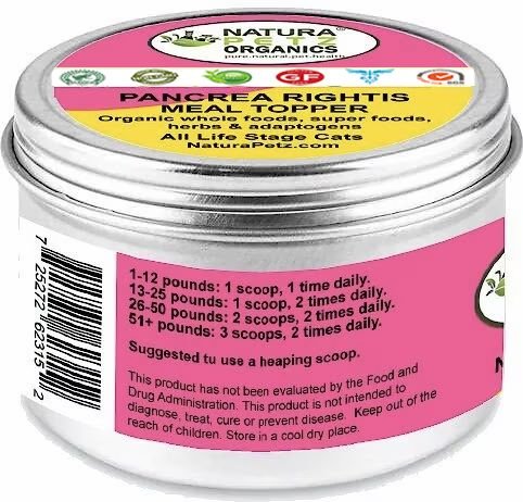 Natura Petz Organics PANCREA RIGHTIS MAX MEAL TOPPER* Pancreas Inflammation & Flow Support* Cat Supplement, 4-oz jar