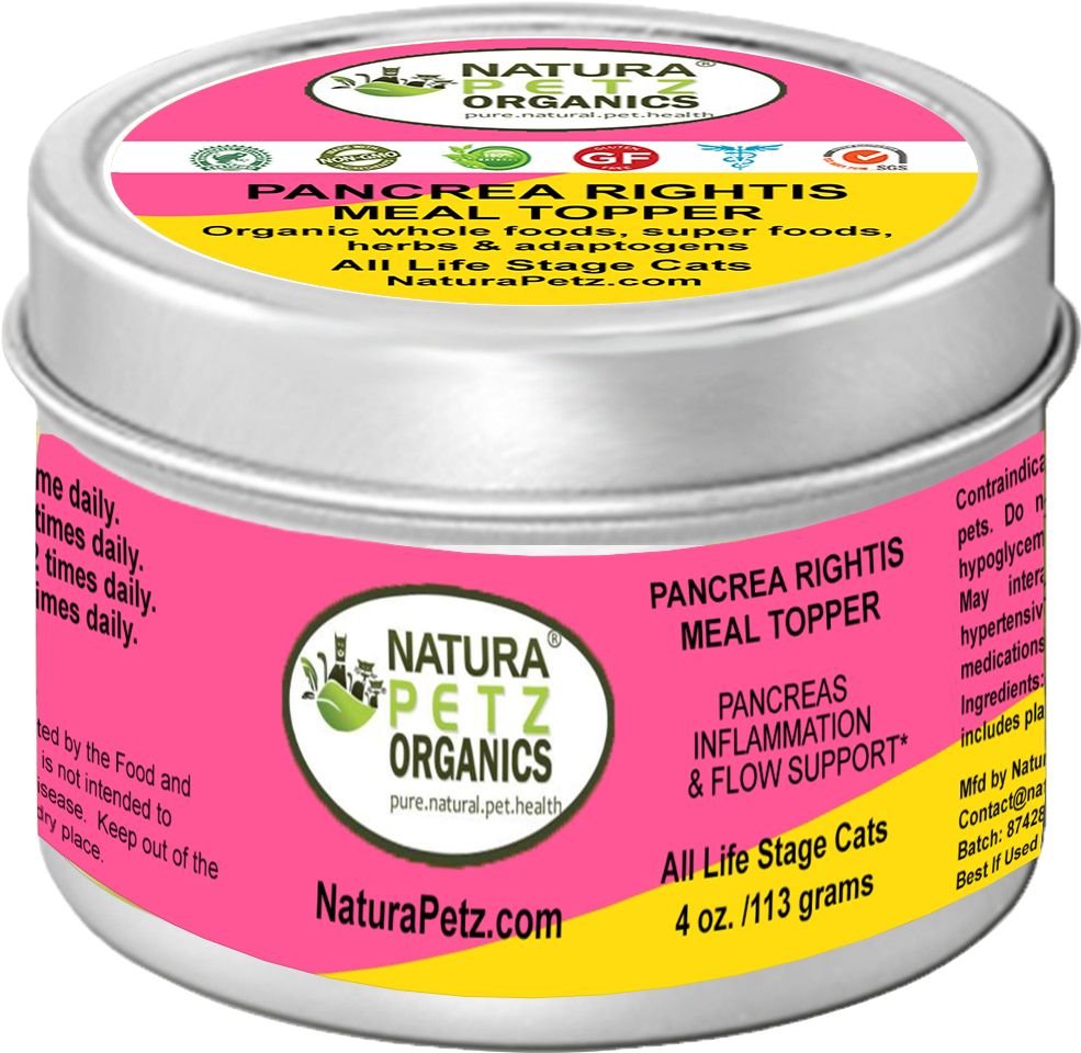 Natura Petz Organics PANCREA RIGHTIS MAX MEAL TOPPER* Pancreas Inflammation & Flow Support* Cat Supplement, 4-oz jar