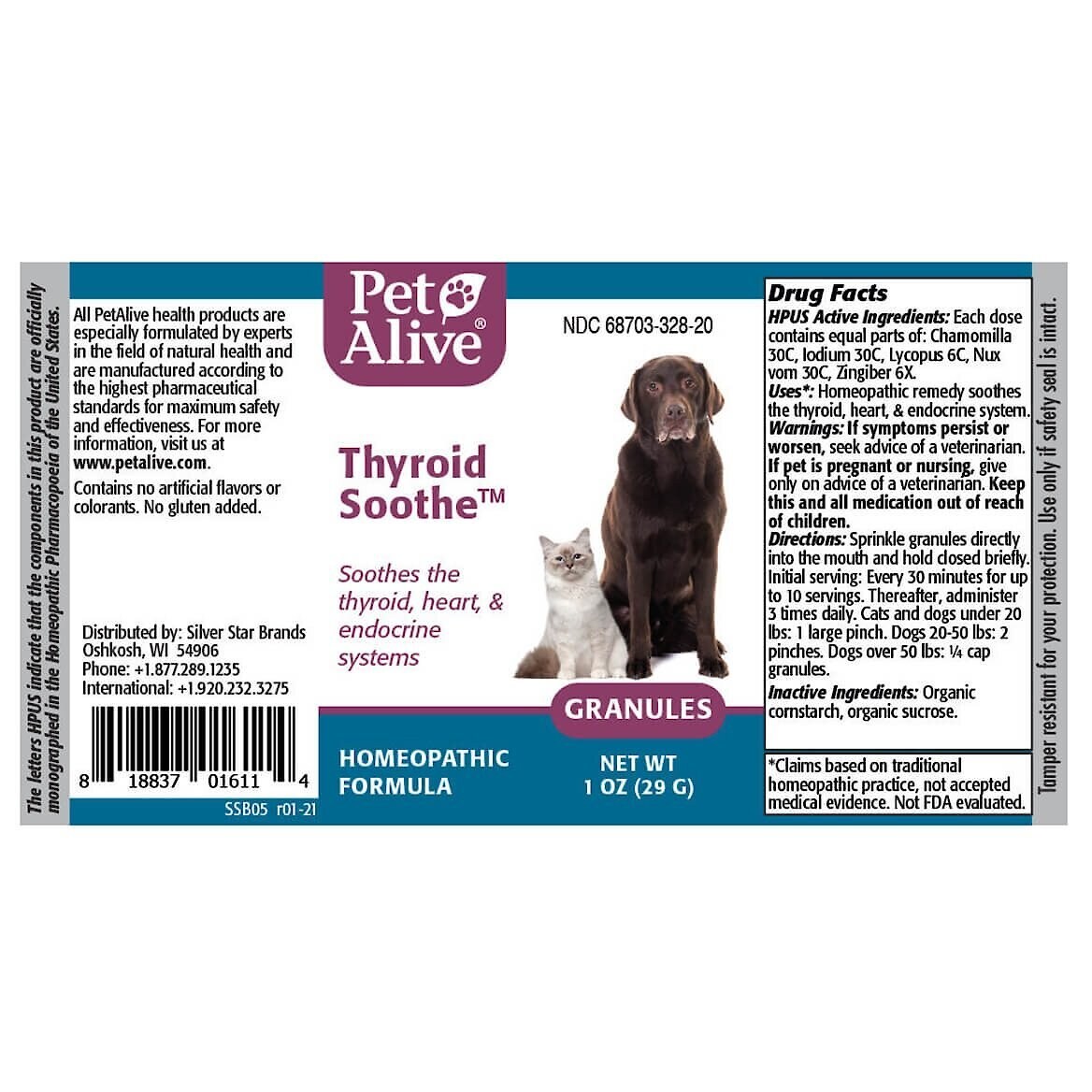 PetAlive Thyroid Soothe Homeopathic Medicine for Hyperthyroidism for Dogs & Cats, 1-oz jar
