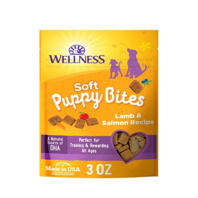 Wellness Soft Puppy Bites Lamb & Salmon Grain-Free Dog Treats, 3-oz pouch