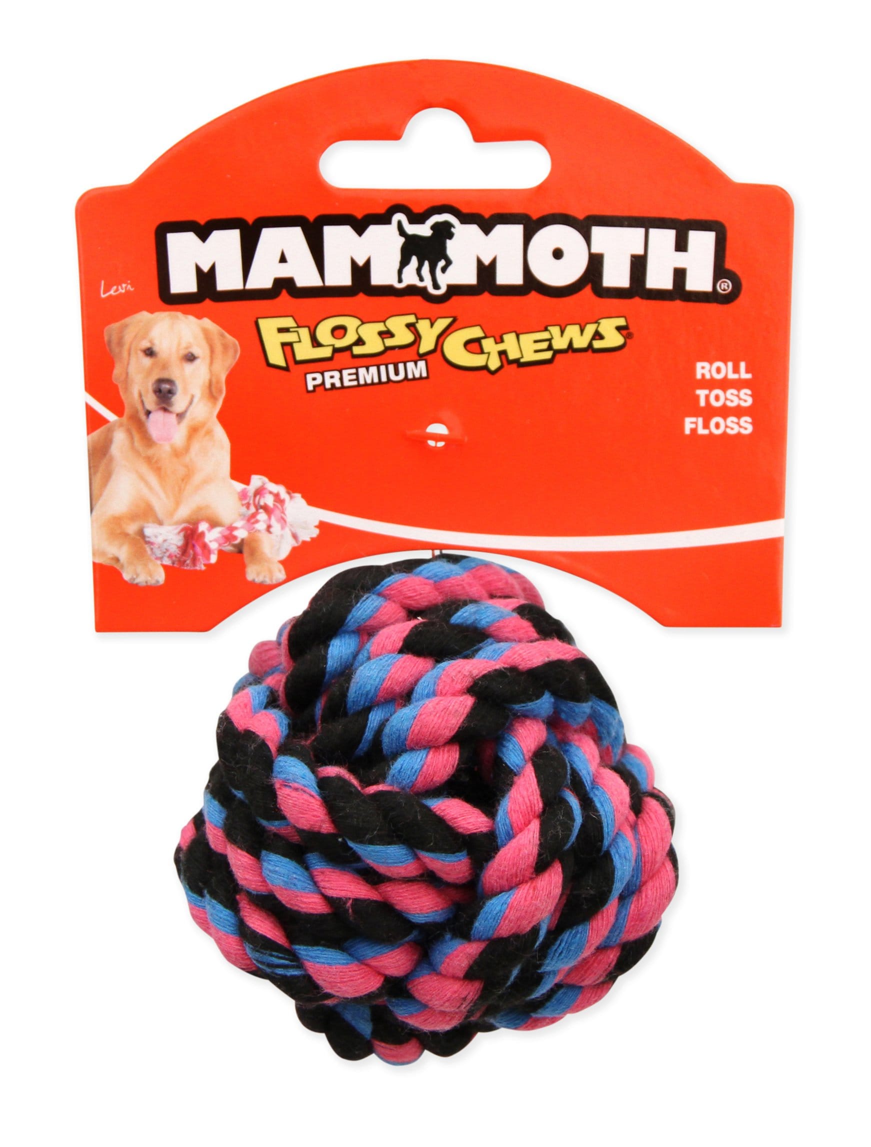 Mammoth Flossy Chews Monkey Fist Ball Tough Rope Tug Dog Toy, 2.5-in