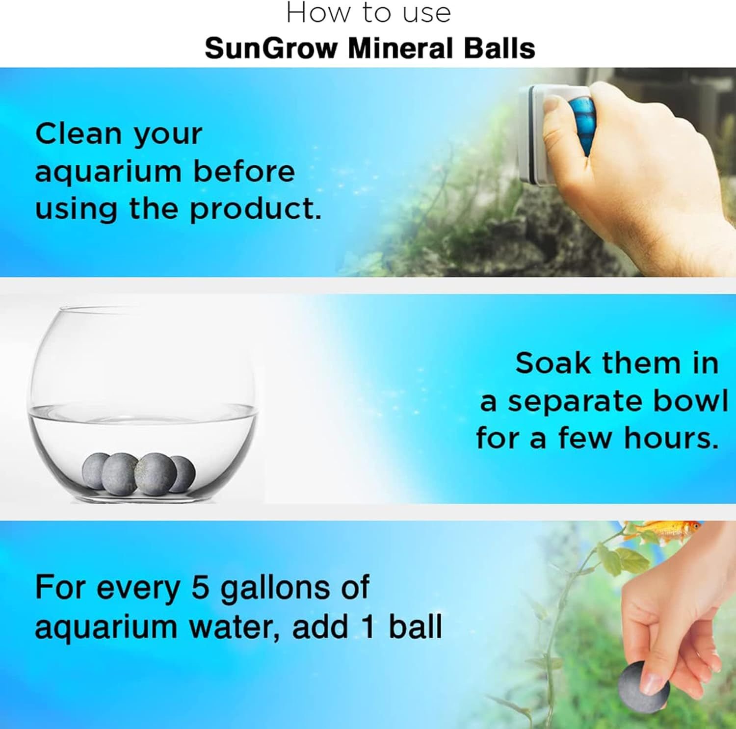 SunGrow Water Conditioner Balls for Betta, Tropical Fish Tank Decorations & Aquarium Water Enhancers, 10 count