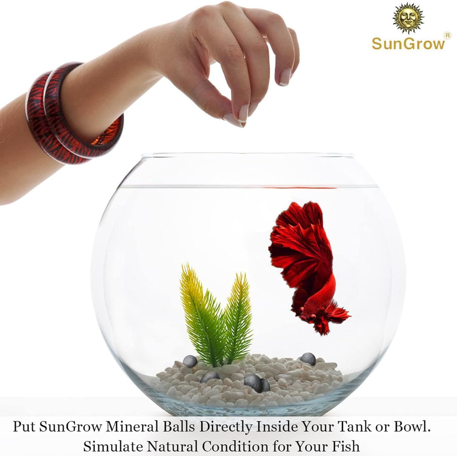 SunGrow Water Conditioner Balls for Betta, Tropical Fish Tank Decorations & Aquarium Water Enhancers, 10 count