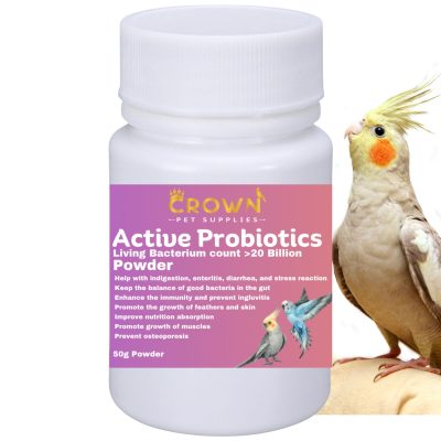 Crown Pet Supplies Probiotics Over 20 Billions Beneficial Bacteria Powder Bird Supplement, 1.76-oz bag