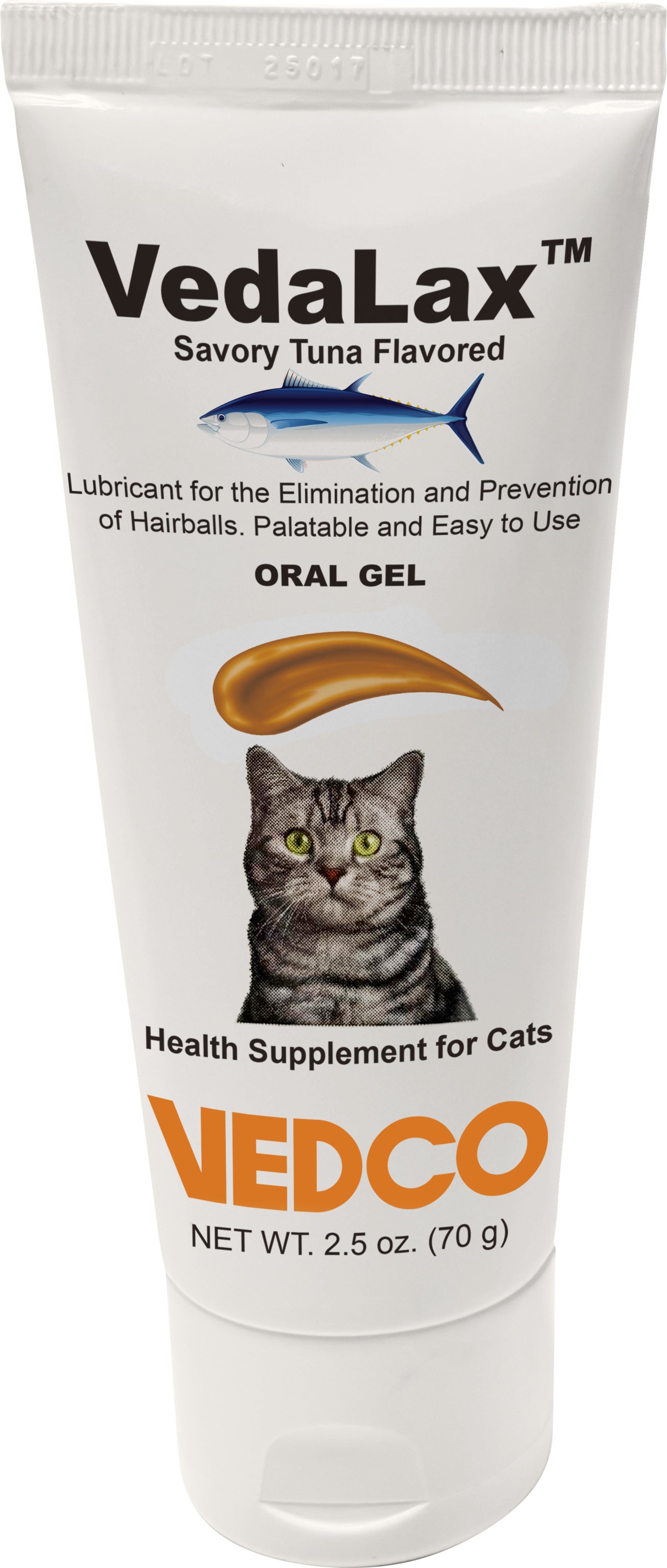 VEDCO VedaLax Tuna Flavored Oral Gel Hairball Control Supplement for Cats, 2.5-oz tube